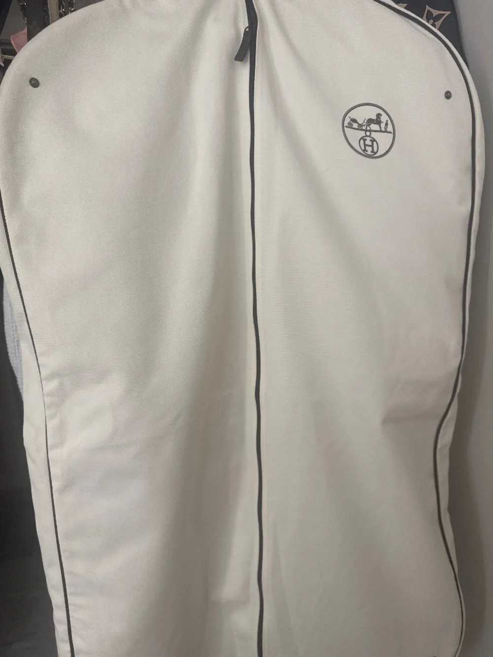 Authentic Hermes Garment Bag Heavy Duty, with Snaps, Cream/Off White